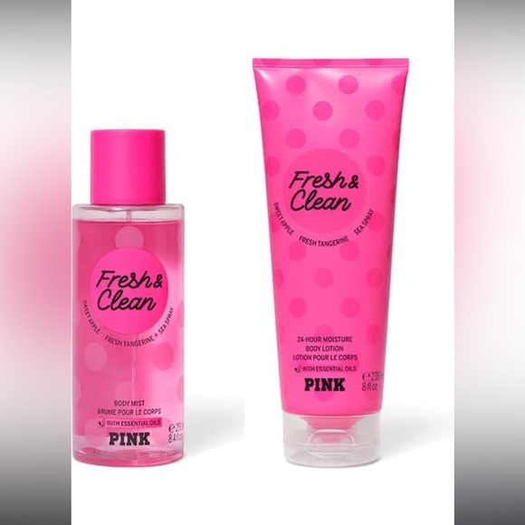 VS PINK Fresh & Clean Lotion & Body Spray full size - Picture 2 of 2
